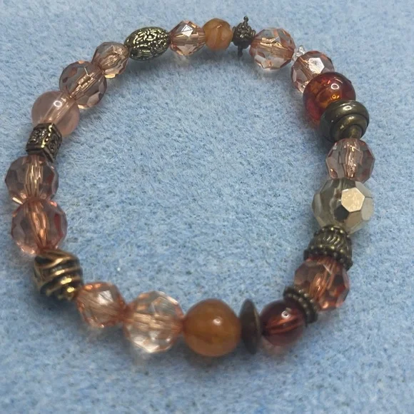 Beaded Bracelet - Gold and Brown Jewelry - Picture 2 of 2
